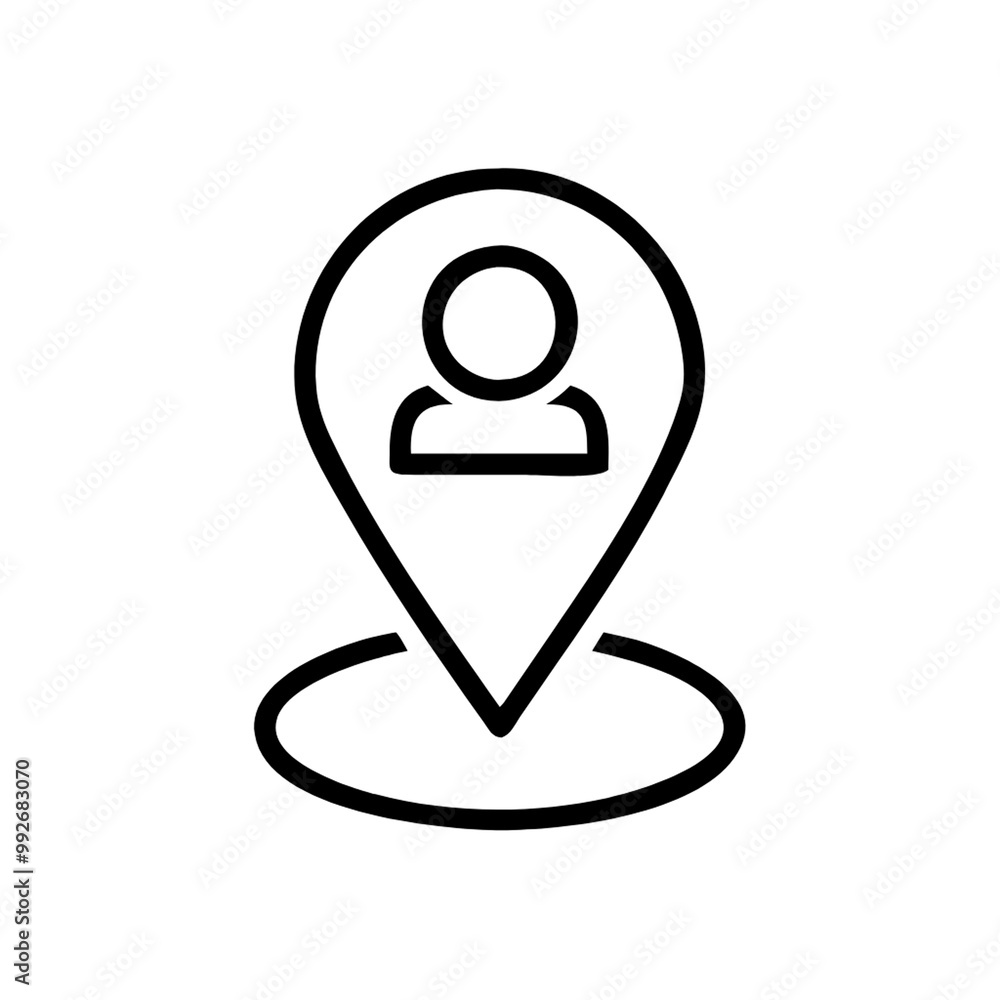 Poster a modern location pin with abstract elements, combining shapes and lines in a balanced composition, 