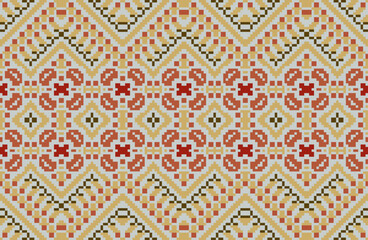 Ukrainian Ikat Pattern Drawingfolk Embroidery, Aztec Geometric Ornament Print. Design for Carpet, Wallpaper, Clothing, Wrapping, Fabric