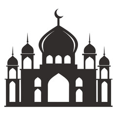 Elegant mosque silhouette vector line art illustration
