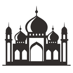 Elegant mosque silhouette vector line art illustration