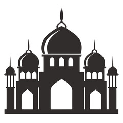 Elegant mosque silhouette vector line art illustration