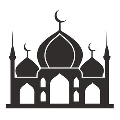 Elegant mosque silhouette vector line art illustration