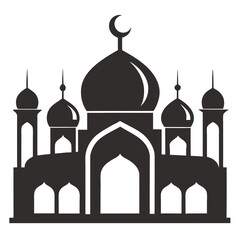 Elegant mosque silhouette vector line art illustration