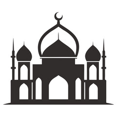 Elegant mosque silhouette vector line art illustration