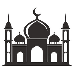 Elegant mosque silhouette vector line art illustration