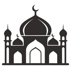 Elegant mosque silhouette vector line art illustration