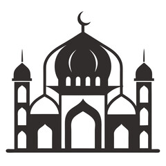 Elegant mosque silhouette vector line art illustration