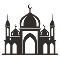 Elegant mosque silhouette vector line art illustration