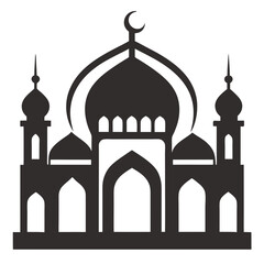 Elegant mosque silhouette vector line art illustration
