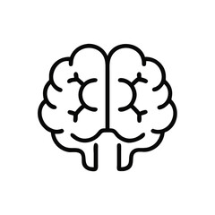 A line drawing of a brain with branching patterns inside, symbolizing neural connections, cognitive function, and the complexity of the human mind, on a transparent background