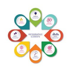 Business Infographic 8 step vector design 04