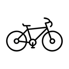 Obraz premium A black icon of a bicycle, featuring a curved handlebar and a more rounded frame design. The wheels and frame maintain a minimalist style, on a transparent background