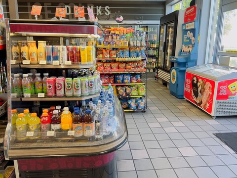 Interior of a gas station convenience store.