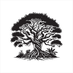 black and white tree