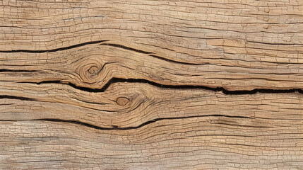 Naklejka premium Close-up of Weathered Wood with Knots and Cracks, Showing Natural Texture and Grain Pattern