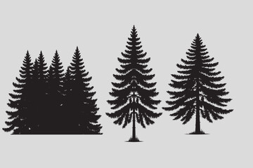 tree  vector and Christmas tree set
