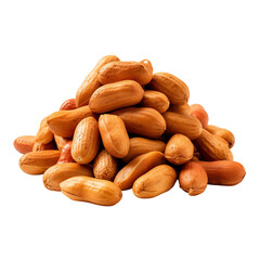 Obraz premium Pile Of Dried Brown Peanuts With Shells On A White Background