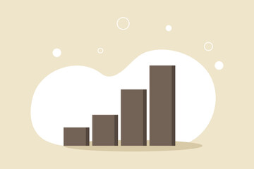 ベージュの背景の茶色の上昇する棒グラフのベクターイラスト画像