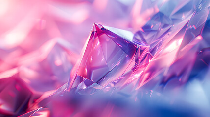 3d rendering of abstract background with crystal structure in pink and blue