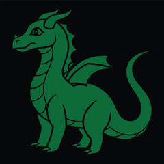 Cute Green Dragon Cartoon Illustration
