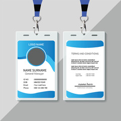 Abstract Geometric Blue Id Card Design, Professional Identity Card Template