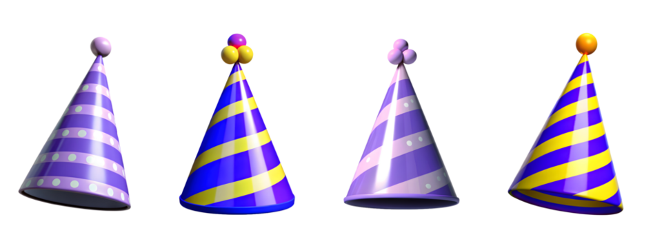 3d render, birthday cap isolated on transparency background PNG