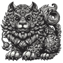 Fototapeta premium Kitten With Old Engraving Style Vector