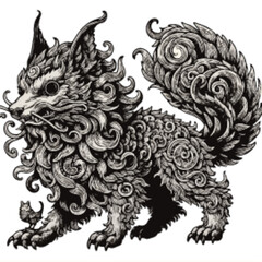 Fox Old Engraving Style Vector