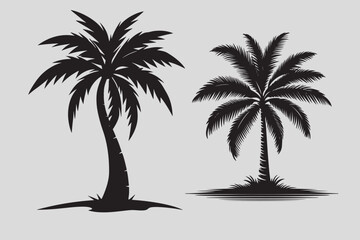 Summer palm tree vector and silhouette art