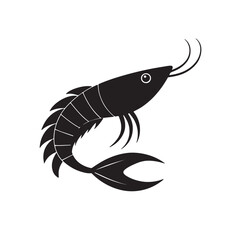 Curved Shrimp Fish Silhouette