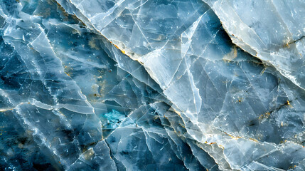 Obraz premium Close-Up View of a Cracked Blue and White Marble Stone with Intricate Veins and a Unique Texture