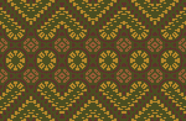 Mosaic Uzbek Ikat Patternfolk Embroidery, Aztec Geometric Ornament Print. Design for Carpet, Wallpaper, Clothing, Wrapping, Fabric