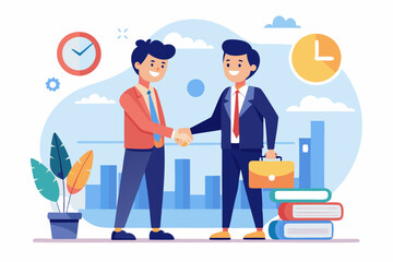 Two businessman shaking hands after a successful meeting