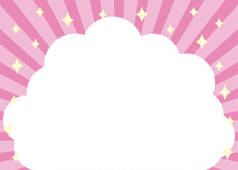 キラキラモコモコ集中線フレーム　ピンク