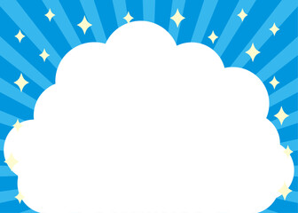 キラキラモコモコ集中線フレーム　青