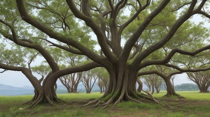 Obraz premium a tree with the word gnarled on it.