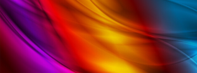 Vibrant smooth blurred waves abstract elegant background. Vector banner design