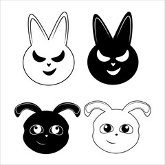 Black and white variation of the rabbit icon design