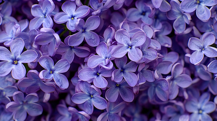 A Close-Up View of Delicate Lilac Flowers in Full Bloom, Displaying Their Vibrant Purple Hues and Intricate Petals, Creating a Beautiful Floral Pattern