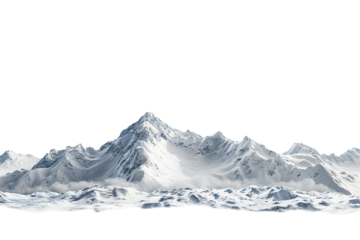 Snow mountain on the horizon, isolated against a transparent background