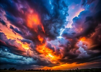 Dramatic Dark Sky with Thick Clouds Creating a Mysterious Atmosphere Perfect for Artistic Projects