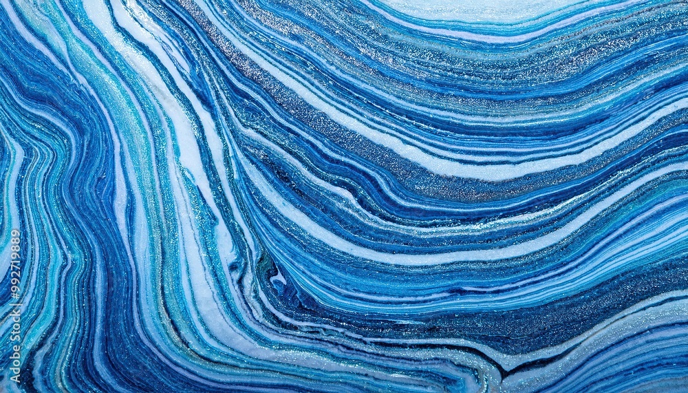 Poster countertop with abstract design made of blue marble. stone background pattern with texture paint
