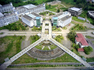 Aerial view of Building with beautiful bridge.