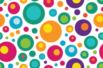 Abstract colorful random circles seamless pattern on white background