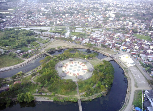 Aerial Photograpy - Natural Green Garden City. View drone