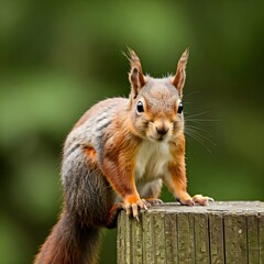 squirrel sets cut tree in the park