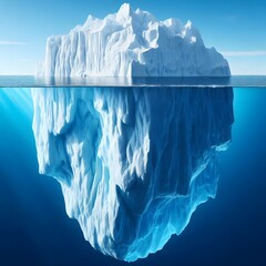 Underwater view of iceberg with beautiful transparent sea water
