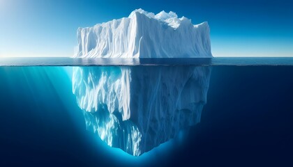 Underwater view of iceberg with beautiful transparent sea water