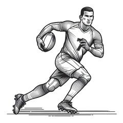 A line art player holding a ball