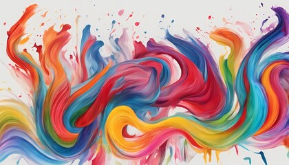 飛沫を上げて波打つカラフルなインク　背景素材